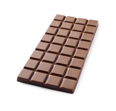 Beyaz üzerine izole edilmiş lezzetli sütlü çikolata.