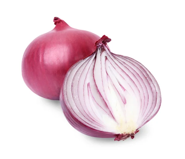 Ripe Fresh Red Onions Isolated White — Stockfoto