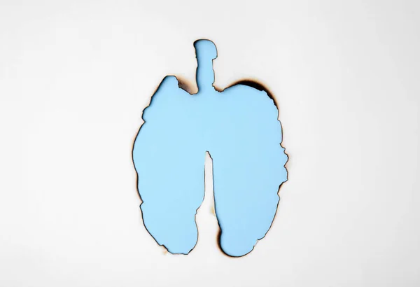 Smoking Concept Burned Lungs Shaped Paper Light Blue Background Top — Photo