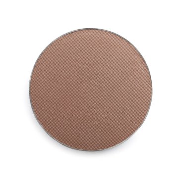 Brown eye shadow on white background, top view. Decorative cosmetics