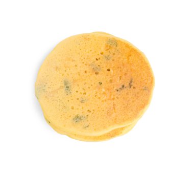 Tasty corn pancakes isolated on white, top view