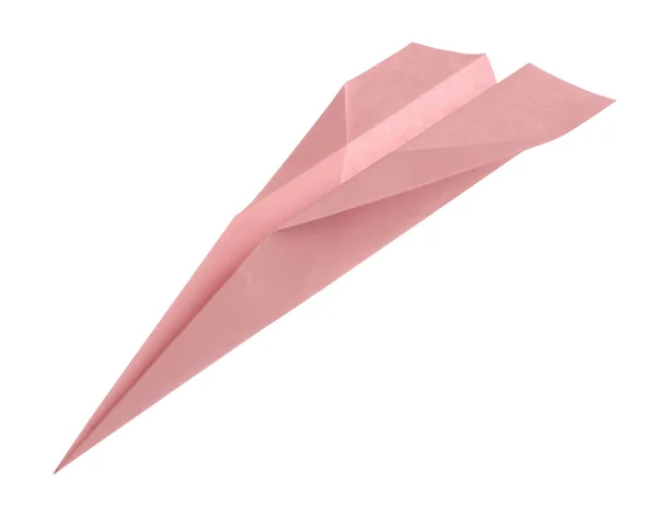 Самолет Розовой Бумаги Ручной Работы Изолированный Белом — стоковое фото