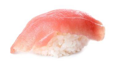 Delicious nigiri sushi with tuna isolated on white