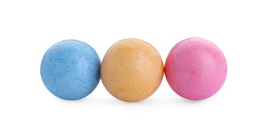 Bright sweet chewy gumballs isolated on white