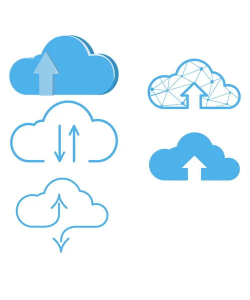 Web hosting service. Cloud with arrows illustrations on white background