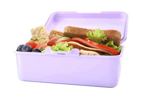 Lunch Box Healthy Food Schoolchild Isolated White — Stockfoto
