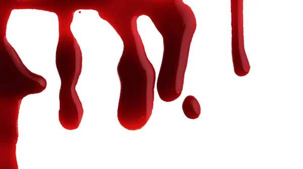 Fluindo Sangue Vermelho Isolado Branco — Fotografia de Stock