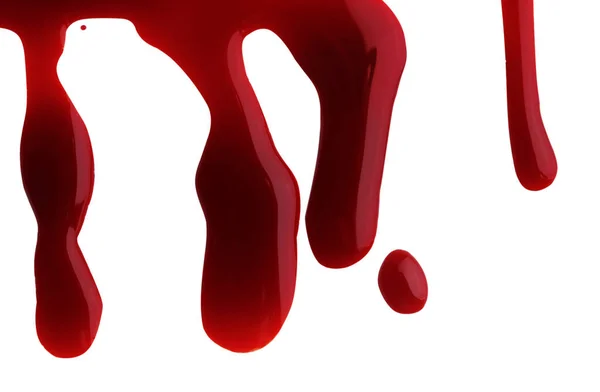 Fehérre Izolált Vörös Vér Lefolyása — Stock Fotó