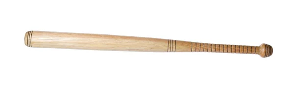 Dřevěná Baseballová Pálka Izolovaná Bílém Sportovní Vybavení — Stock fotografie