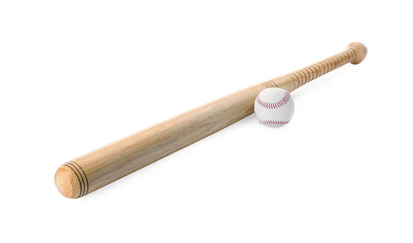 Baseball Ütő Labda Fehér Háttérrel Sportfelszerelés — Stock Fotó