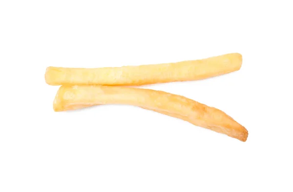 Delicious Fresh French Fries White Background Top View — Stock fotografie