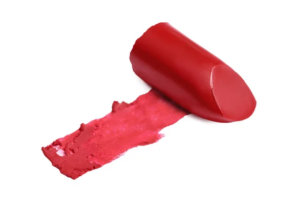 Red Lipstick Smear Isolated White — Stockfoto