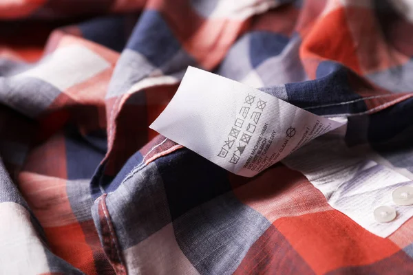Clothing Label Beautiful Checkered Garment Closeup — Stock Fotó