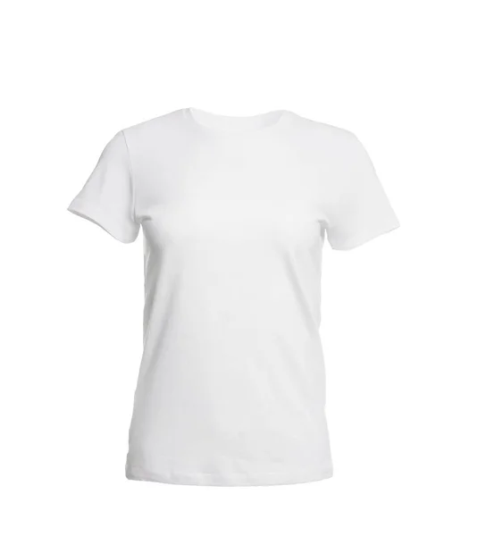 被白色隔离的时髦女性T恤 用于设计的模型 — 图库照片