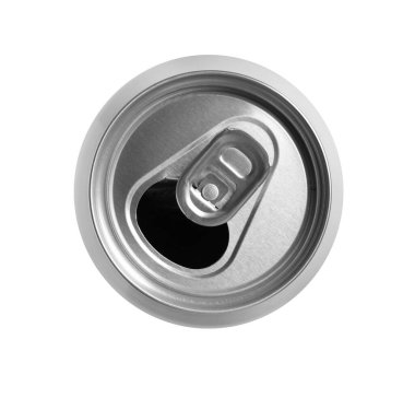 Aluminium can isolated on white, top view