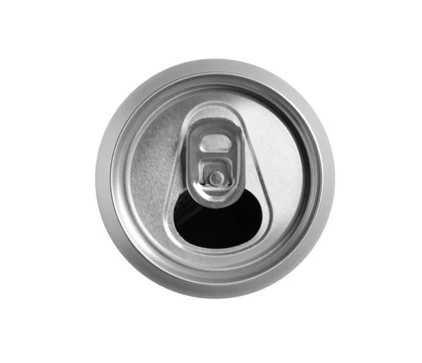 Aluminium Can Isolated White Top View — 스톡 사진