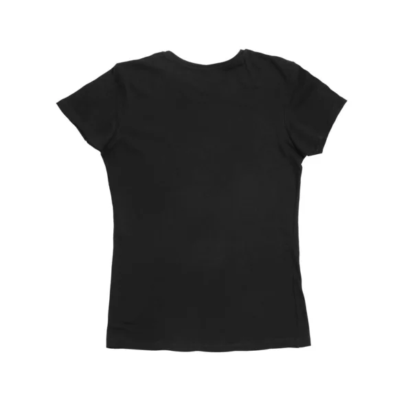 Stijlvol Zwart Vrouwelijk Shirt Geïsoleerd Wit Bovenaanzicht — Stockfoto