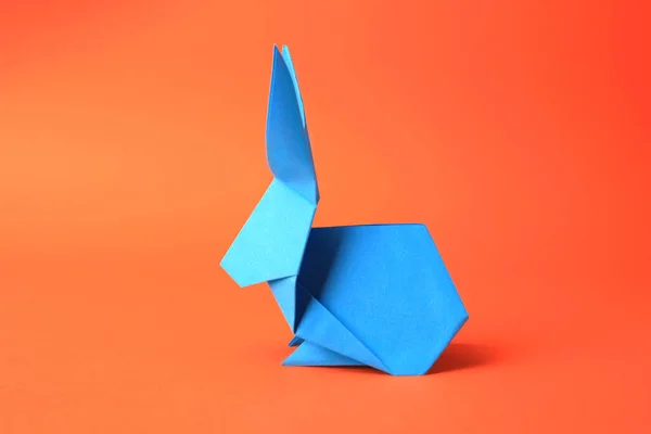 Arte Origami Coelho Papel Bonito Fundo Laranja — Fotografia de Stock