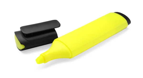 Bright Yellow Marker Isolated White Office Stationery — Stock Fotó