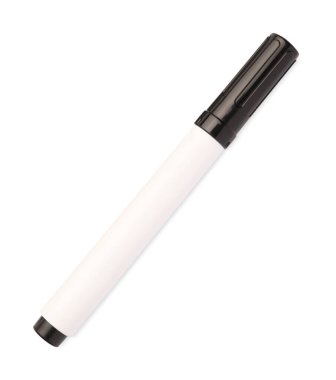Black marker isolated on white, top view. School stationery