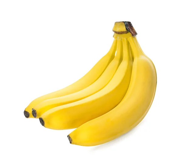 Bando Bananas Amarelas Maduras Isoladas Branco — Fotografia de Stock