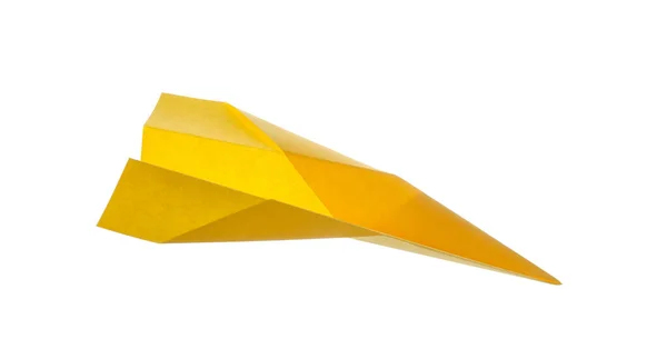 stock image Handmade yellow paper plane isolated on white