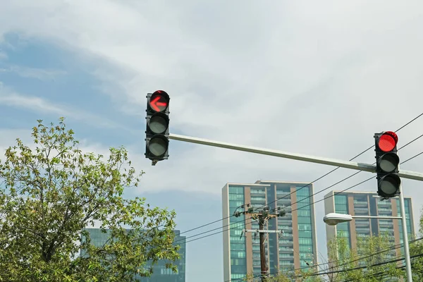 Overhead Traffic Lights City Road Rules — Stock fotografie