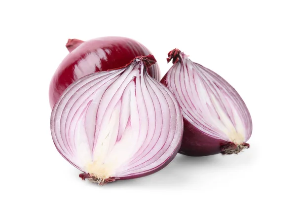 Ripe Fresh Red Onions Isolated White — Fotografia de Stock