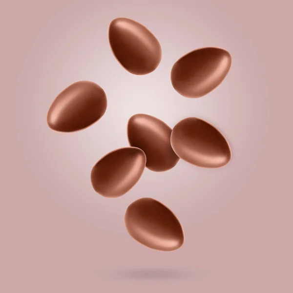 Viele Schokoladeneier Fallen Auf Staubigen Rosa Hintergrund — Stockfoto