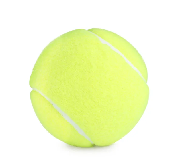 Pallina Tennis Verde Brillante Isolata Bianco — Foto Stock