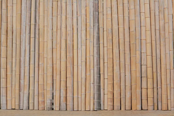Staket Gjort Med Torr Bambu Pinnar Som Bakgrund Närbild — Stockfoto