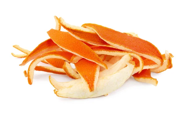 Pile Dry Orange Peels Isolated White — Fotografia de Stock
