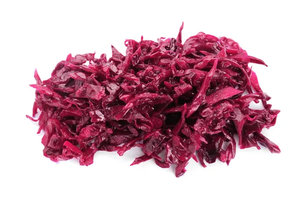 Pile Tasty Red Cabbage Sauerkraut Isolated White — Stok fotoğraf