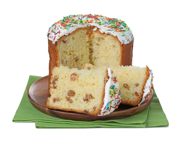 Traditional Easter Cake Sprinkles White Background — Stockfoto