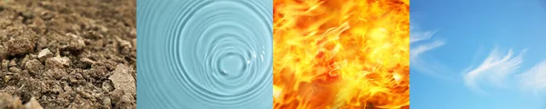 Conjunto Cuatro Elementos Tierra Fuego Agua Aire — Foto de Stock