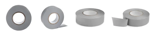白い背景に薄い灰色の絶縁テープでコラージュ 異なる側面 — ストック写真