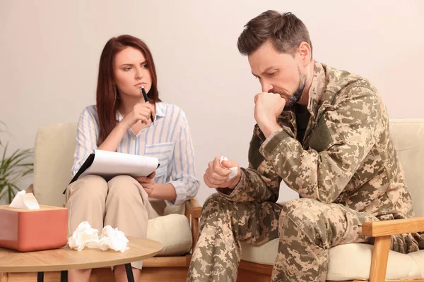 Psychologist Working Military Officer Office — Stock fotografie