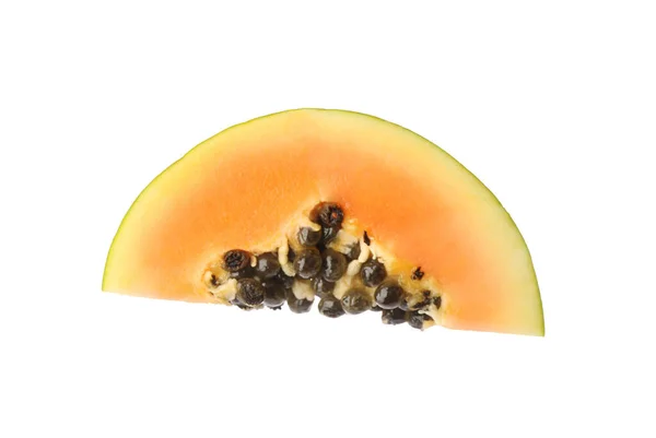 Fresh Ripe Papaya Slice Isolated White — Stock Photo, Image