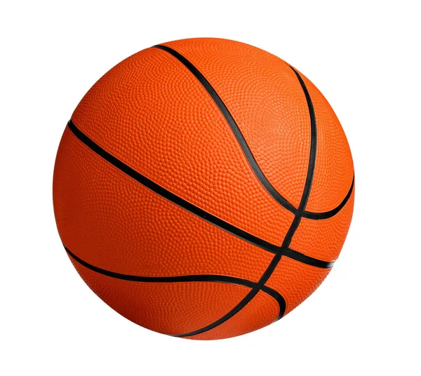 Новый Оранжевый Баскетбольный Мяч Изолирован Белом — стоковое фото