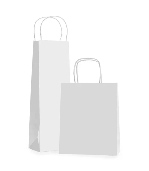 白色背景的空白纸袋 用于设计的模型 — 图库照片
