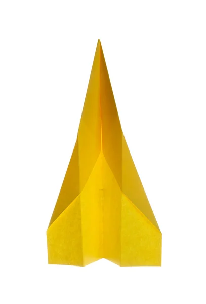 Plano Papel Amarelo Artesanal Isolado Branco — Fotografia de Stock