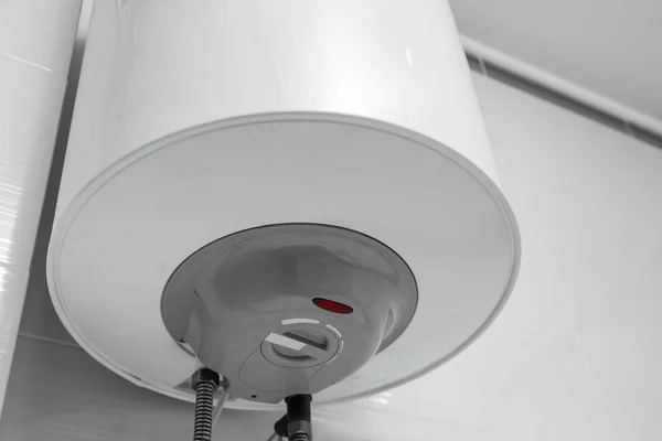 White Boiler Maximum Energy Efficiency Indicator Indoors — Stock Photo, Image