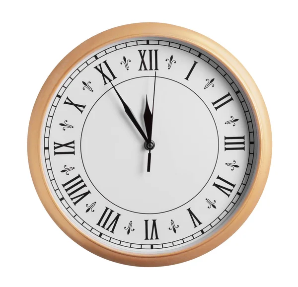 Stylish Analog Clock Isolated White New Year Countdown — Foto de Stock
