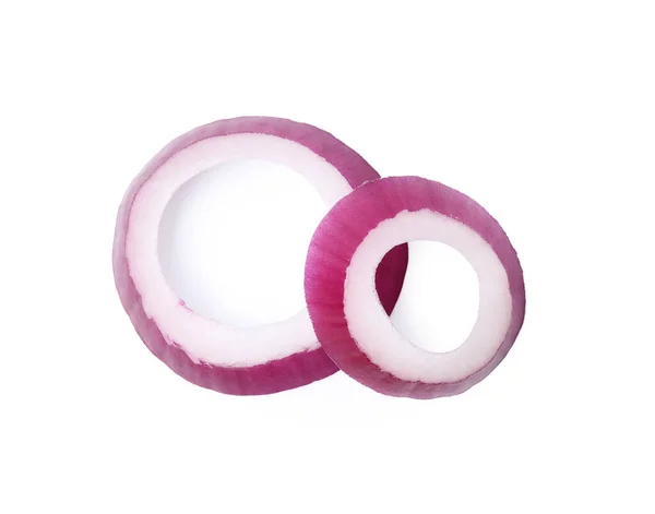 Fresh Rings Red Onion Isolated White Top View — ストック写真
