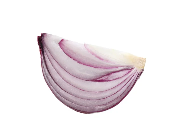 Fresh Red Ripe Cut Onion Isolated White — Stock fotografie