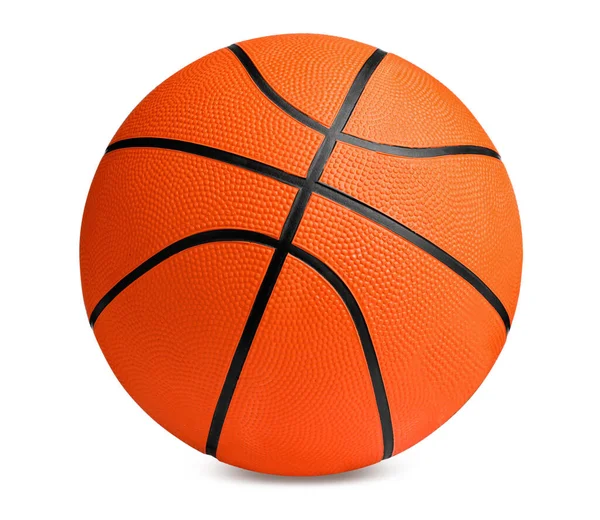 Новый Оранжевый Баскетбольный Мяч Изолирован Белом — стоковое фото