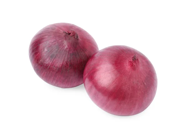 Two Fresh Red Onions White Background — Stok Foto