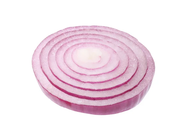 Slice Fresh Red Ripe Onion Isolated White — Stock Photo, Image