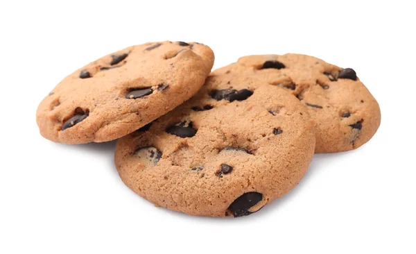 Delicious Chocolate Chip Cookies Isolated White — Stock Photo, Image
