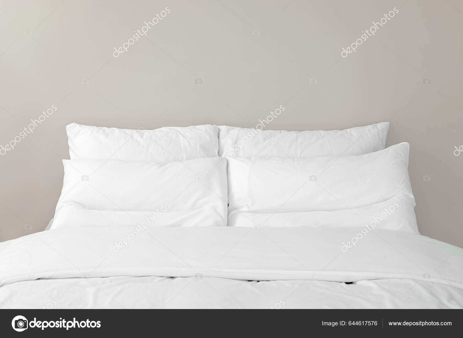 White Soft Pillows Cozy Bed Room — Stockfotografi © NewAfrica #644617576